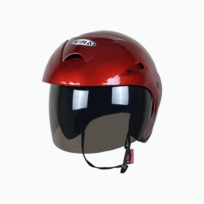 Helm Murah Half Face Dewasa Kaca Clear Cen Cen Pet Merah ACN Polos SNI