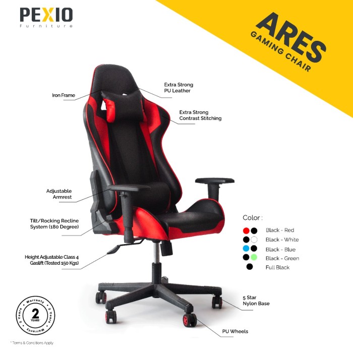 Foto Produk Kursi Gaming PEX |PEX Gaming Chair Ares Series - Merah dari PEXIO Furniture