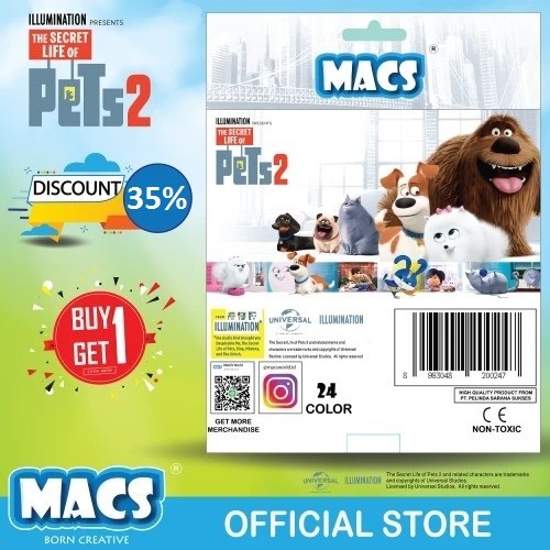 Pensil Warna segitiga Secret Life of Pets 24 colors BUY 1 GET 1 FREE