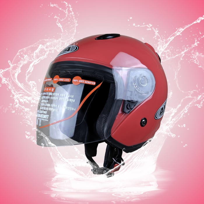 Helm Motor Half Face Dewasa AVA Centro SS7 Pink Magenta Polos SNI DOT