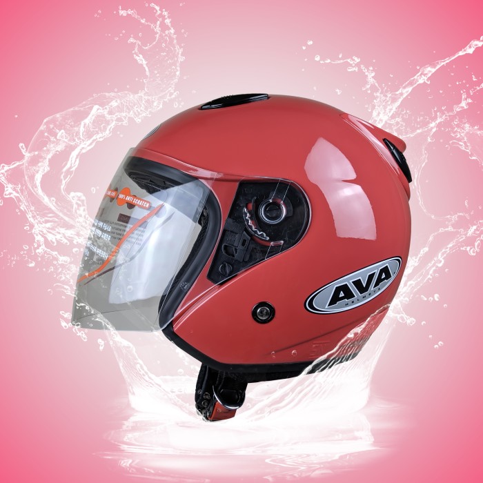 Helm Motor Half Face Dewasa AVA Centro SS7 Pink Magenta Polos SNI DOT