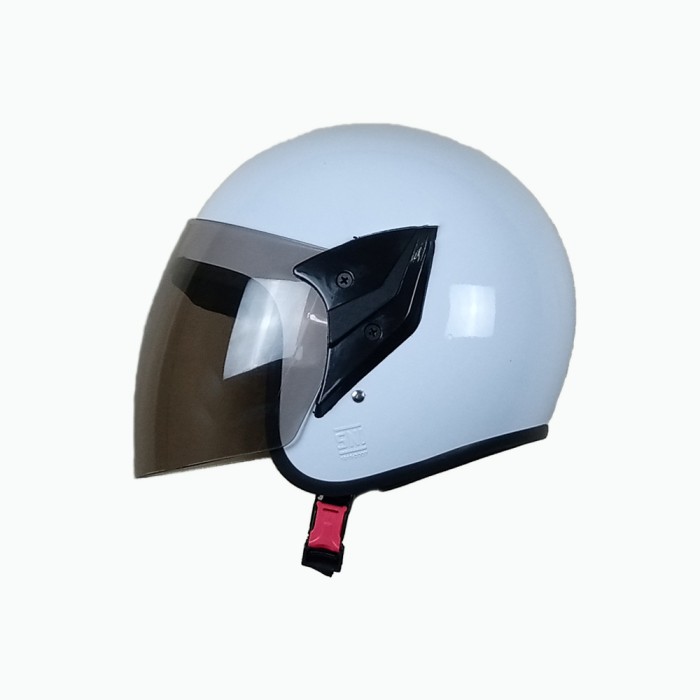 Helm SNI Murah Half Face Kaca Smoke Dewasa Cen Cen kop Cap Putih Polos