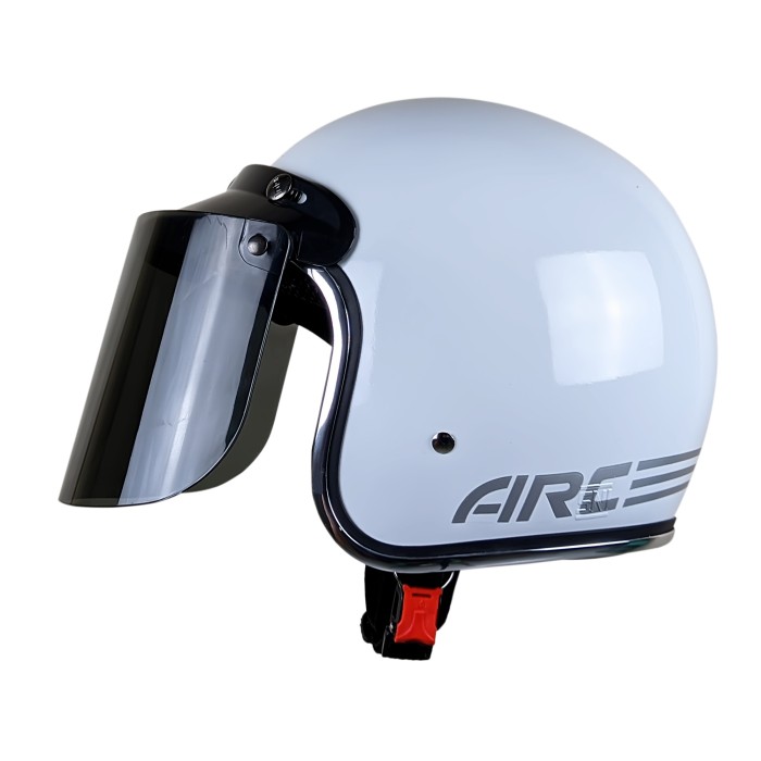 Helm ARC Bogo Retro Custom List Chrome Krom Dewasa SNI Putih Kaca