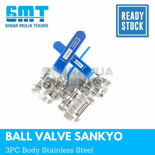 Kran Air Ball Valve Sankyo 3Pc Stainless Steel 1/2 Inch Kon:Drat
