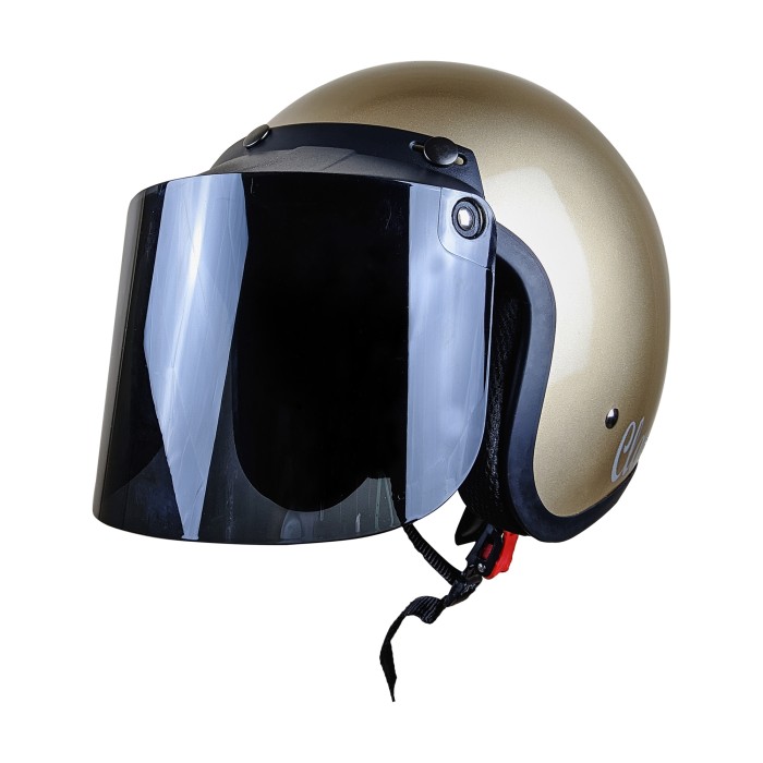 Ainon Helm Helem Motor Bogo Retro Classic List Dewasa SNI Kaca Datar