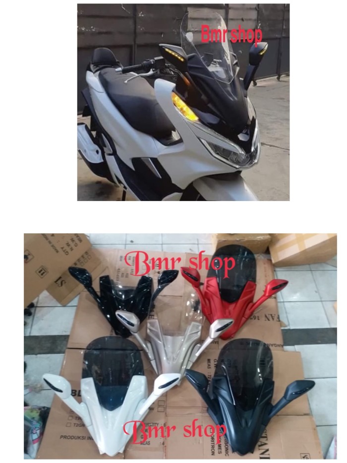 Sepaket spion lipat visor winsil windshield tameng pcx 150 lokal 2018