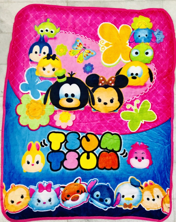 Selimut bayi anak impor murah bulu halus karakter tsum tsum 100x140