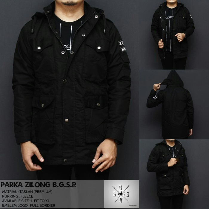 Jual Jaket Parka Kanvas Premium Hitam / Parka Kombinasi