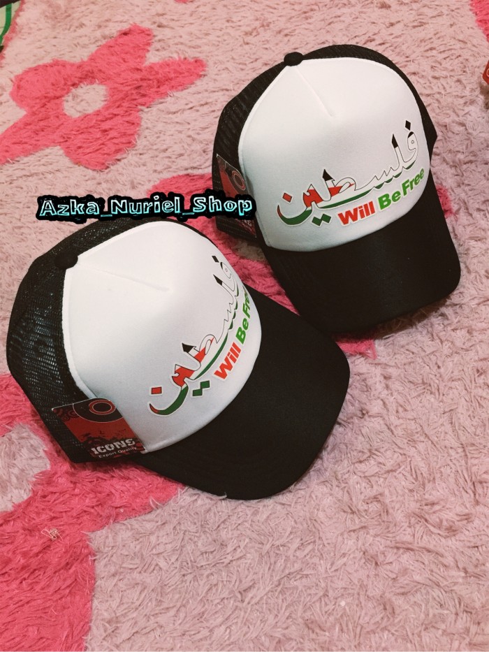 Topi Jaring Trucker Palestina | Topi Quote Palestine Premium