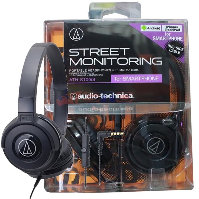 Audio Technica ATH-S100iS BK ORIGINAL - Hitam