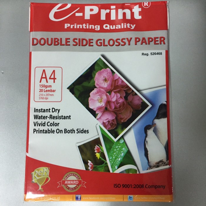Jual ePrint Double Side Glossy Paper A4 150gsm 20Lembar Kertas Foto 2