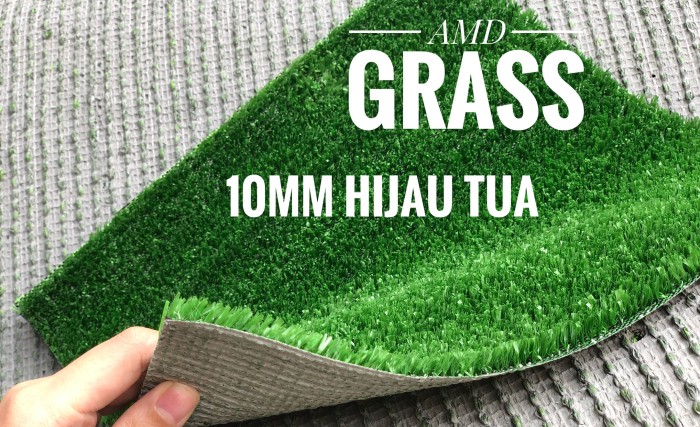 rumput sintetis/palsu tinggi 10mm hijau tua