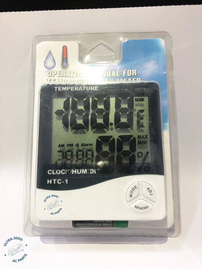 Jual TERMOMETER HYGROMETER RUANG DIGITAL JAM THERMOMETER IN OUT HTC1