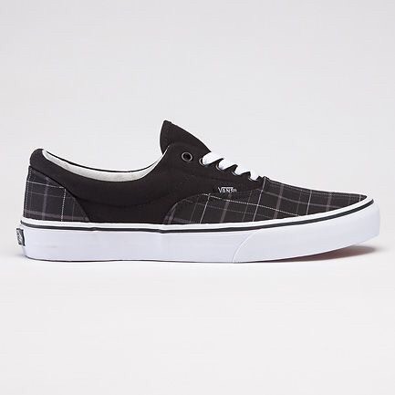 vans era woven plaid black
