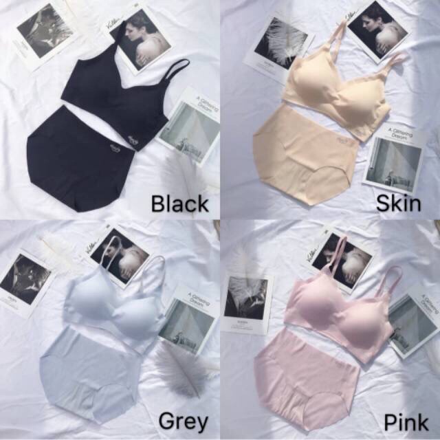 Jual Bra panty set bh cd celana dalam sepasang seamless zero feel busa