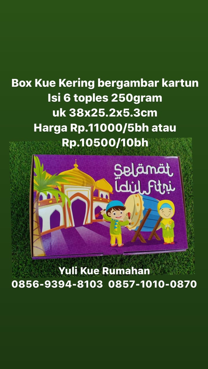 Jual Box Kue Kering Isi 6 Toples 250 Gram Motif Lebaran Gambar Kartun Mena Kota Depok Yuli Kue Rumahan