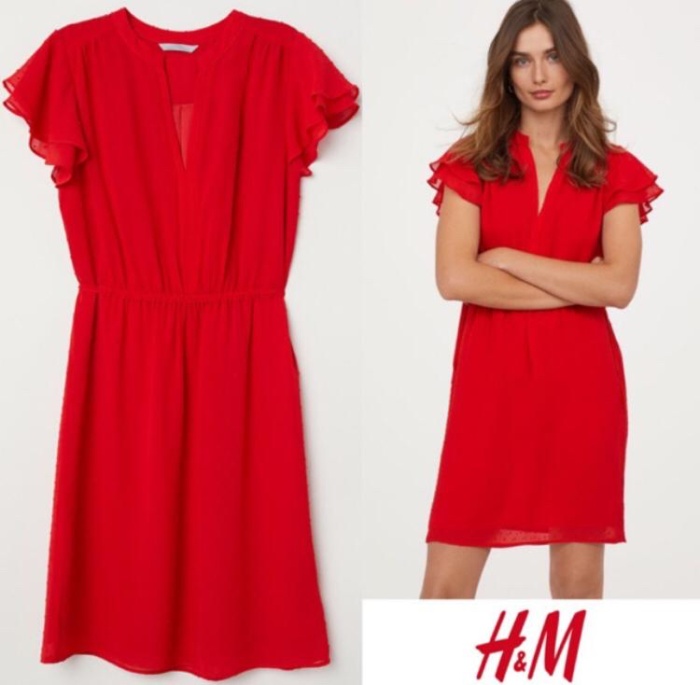 red midi dress h&m