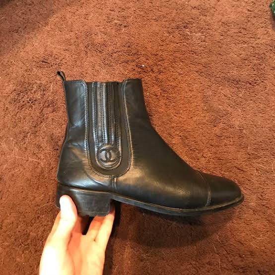 orange chanel boots