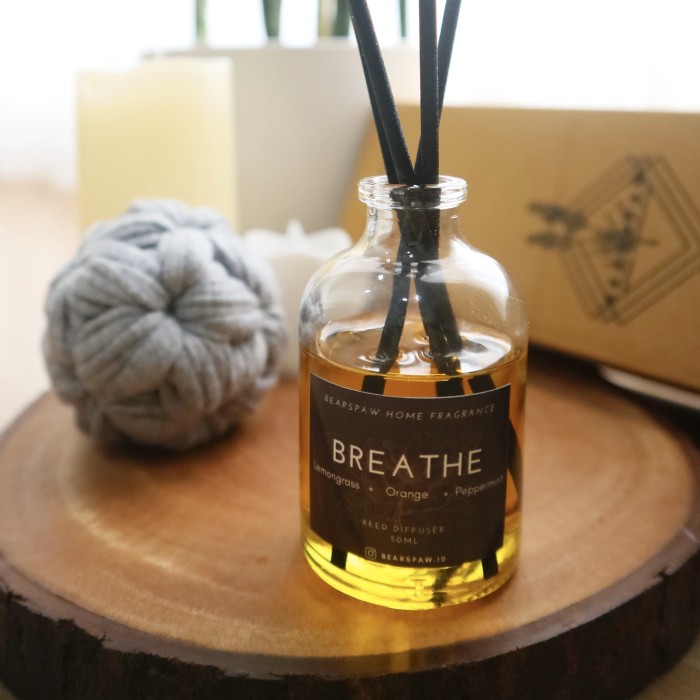 Jual Reed Diffuser Breathe (Lemongrass) 50ml Aromatherapy Free Stick