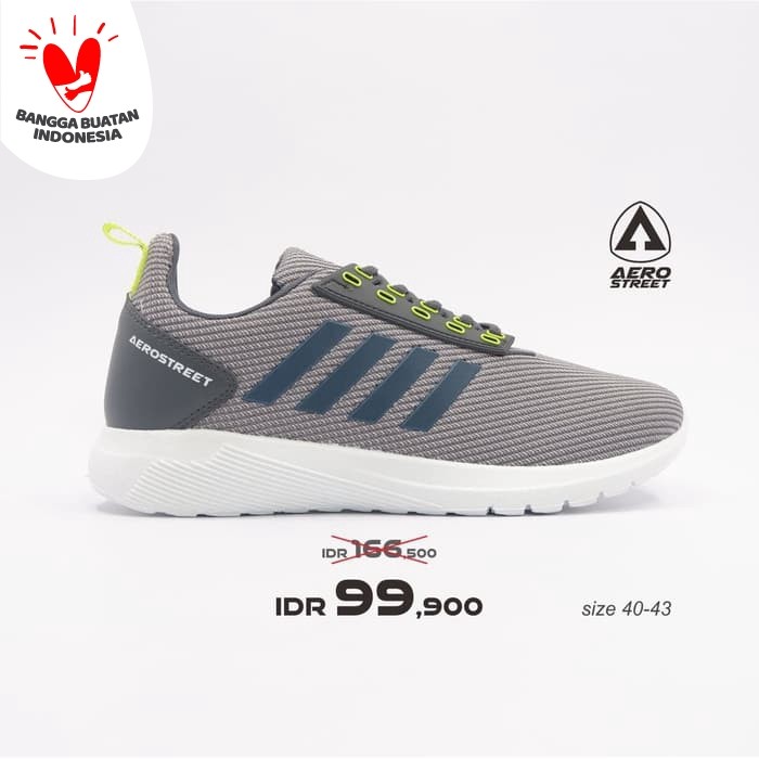 Foto Produk Aerostreet 40-43 Questar Abu Neon - Sepatu Sneakers Sport Pria Wanita - 43 dari Aerostreet