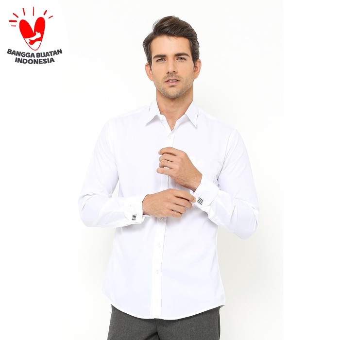 Foto Produk kemeja putih kerja slim fit formal french cuff pakai cufflinks wedding - M dari House of Cuff
