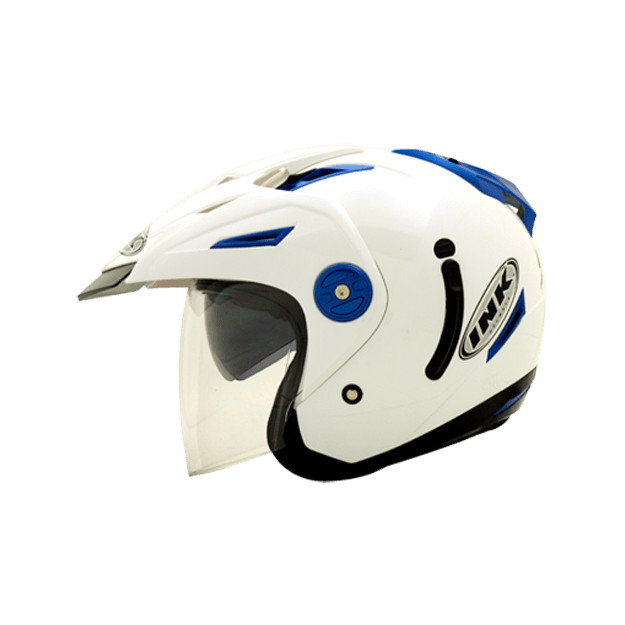 Jual Helm INK T1 2D Putih Biru Half Face Solid Double 