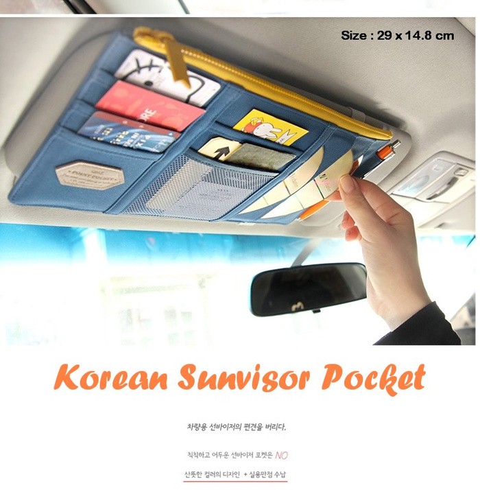 Korean Sunvisor Pocket (banyak sekat, isi mobil jadi rapi)