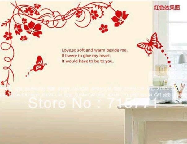 jual stiker dinding bunga salur merah - wallsticker surabaya | tokopedia