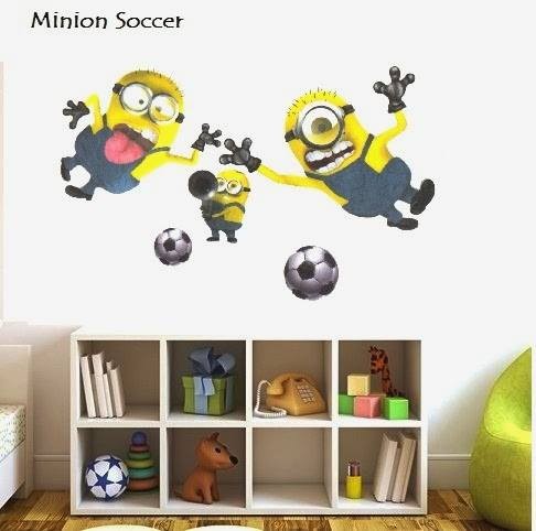 jual stiker dinding minion soccer - wallsticker surabaya | tokopedia