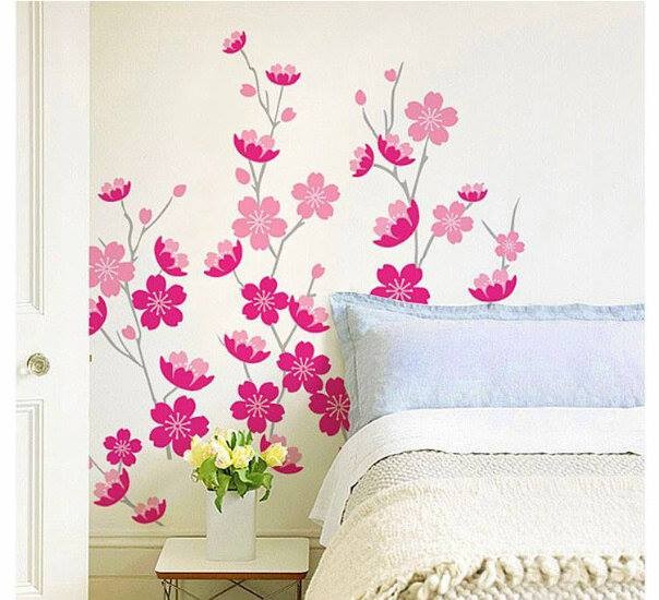 jual stiker dinding ranting bunga pink - wallsticker surabaya
