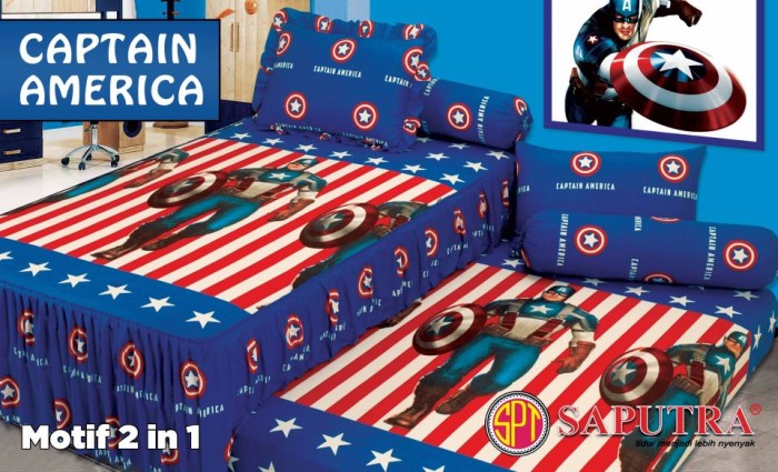 Sprei Captain America 120 x 200 SINGLE TWIN BED