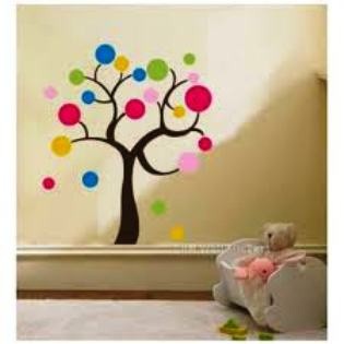 jual pohon bulat warna - wall sticker / stiker dinding kertas - kota