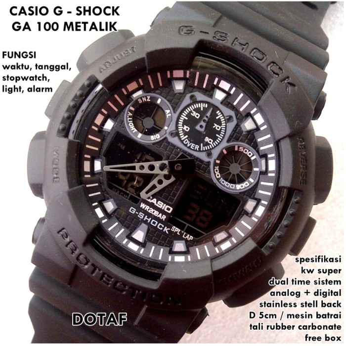 JAM TANGAN PRIA MURAH CASUAL SPORTY CASIO GSHOCK GA 100 FULL BLACK SUPER