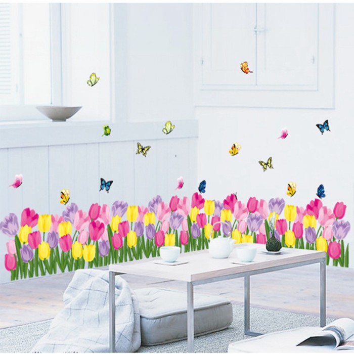 wall sticker 50×70 wall stiker transparan AY7188 COLORFUL TULIP