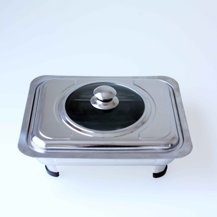 fash food dish 555 / tempat makan prasmanan tutup stainliss kaca .