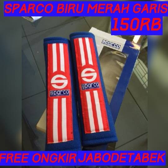 COVER SEAT BELT SPARCO BIRU MERAH GARIS