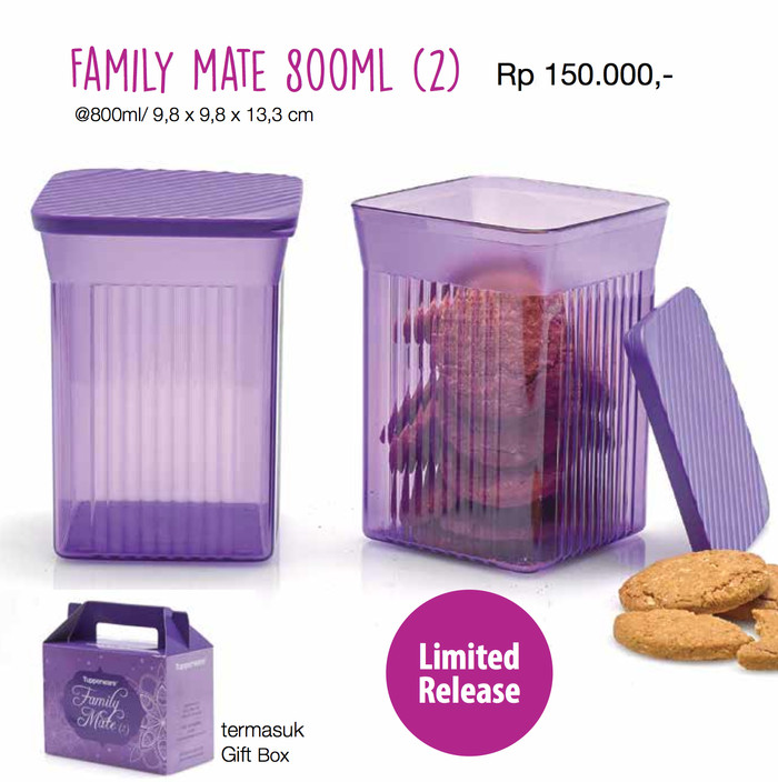 Jual Family Mate Tupperware Toples Kristal Kaca Ungu Wadah Cemilan