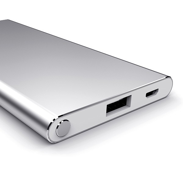 Vivan Power Bank Super Slim Li-Ion Polymer 5000 mAh Type B5- Silver