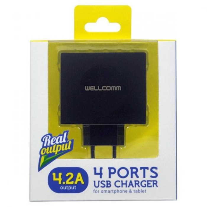 jual wellcomm 4 port usb charger 4 2a black liem jual wellcomm 4 port usb charger 4 2a black liem