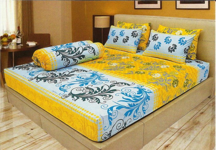 Sprei LADY ROSE Queen SUNSHINE 160x200cm Kuning Biru Sarban Sargul Set