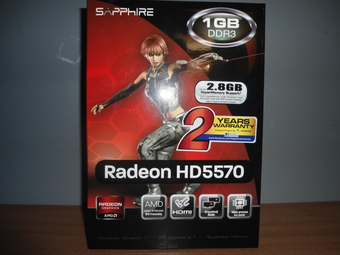 Jual VGA SAPPHIRE ATI RADEON HD 5570 1GB up. to 2.8Gb DDR3 