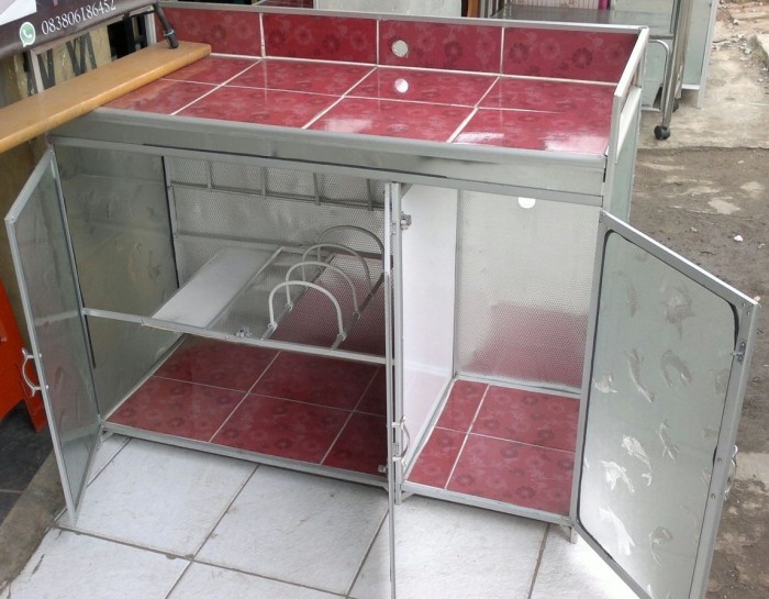 Jual Meja Kompor 3 Pintu Rak Piring Dapur Model Rata Keramik Meja Kompor 3 Pintu Rak Piring Dapur Model Rata Keramik Aluminium