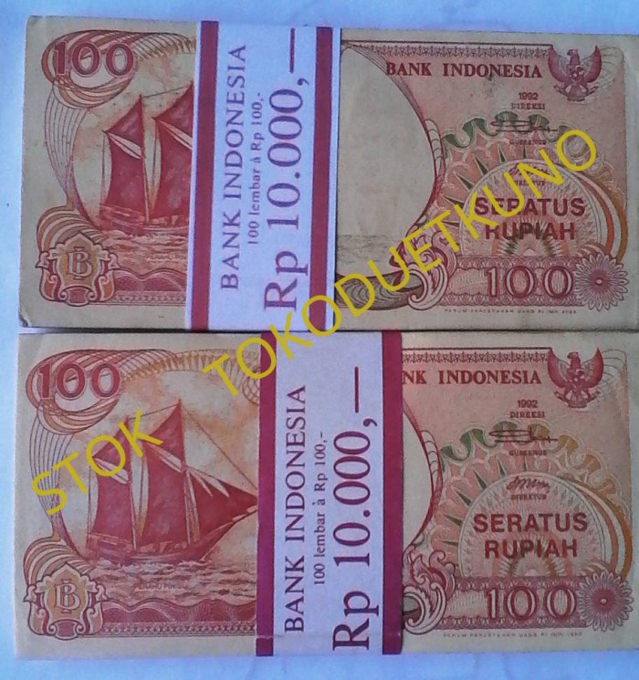 jual uang kuno 100 rupiah pinisi th 1992 unc jual uang kuno 100 rupiah pinisi th 1992 unc