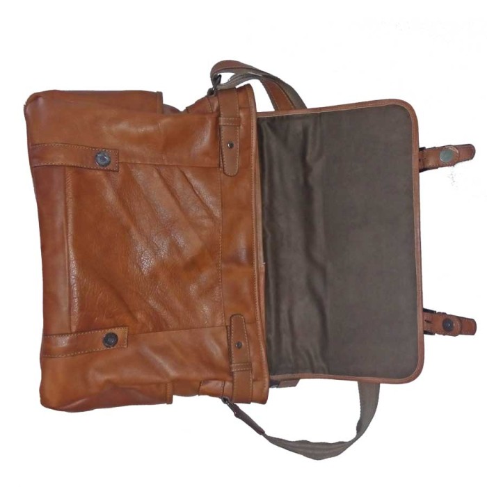 Tas Selempang Laptop Kulit Arya Warna Coklat Muda