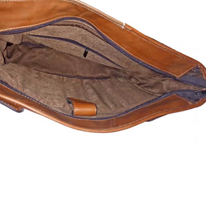 Tas Selempang Laptop Kulit Arya Warna Coklat Muda