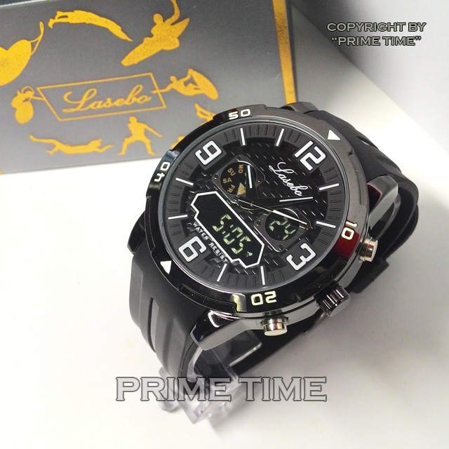 Jam Tangan Lasebo Rubber Bold and Accuracy Black Original .