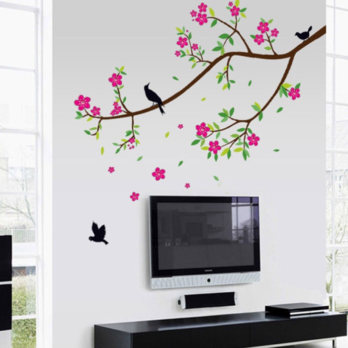 jual wallsticker stiker dinding 60x90 jumbo pohon burung hijau