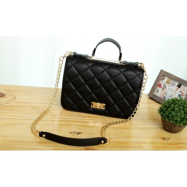 TAS BAHU KECIL WANITA IMPORT PU HITAM TALI RANTAI PESTA ARISAN DLL