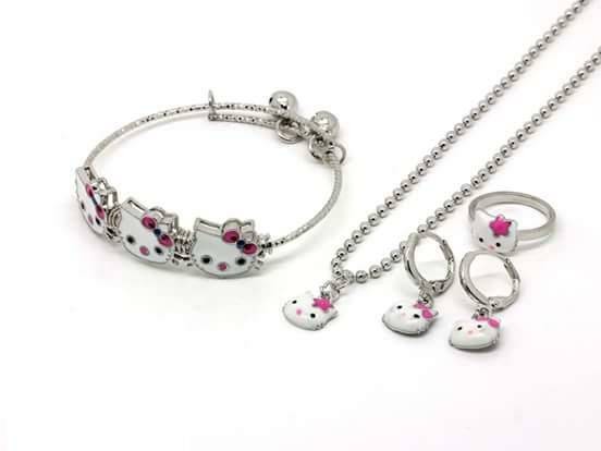 Set Perhiasan Xuping Anak Hello Kitty/Kalung Cincin Gelang Anting HK