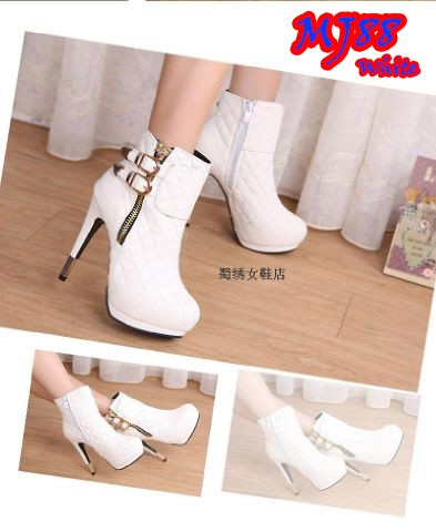 MJ88 PUTIH SEPATU BOOT KEREN KULIT PESTA DANCE WANITA KOREA HIGH HEELS